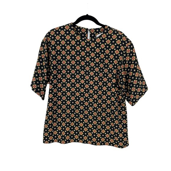 Evan-Picone‎ Shirt Top Blouse Womens Size 14 Patterned Keyhole Opening 90's - Picture 1 of 6